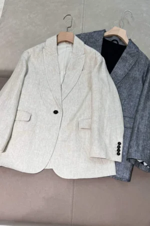 Casual business imported linen early spring thin blazer