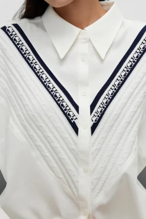 2025 Women's Shirt High-End Elegant Commuting Office Women's Shirt with Patchwork Stripes Loose Casual Ladies Fashion Shirts