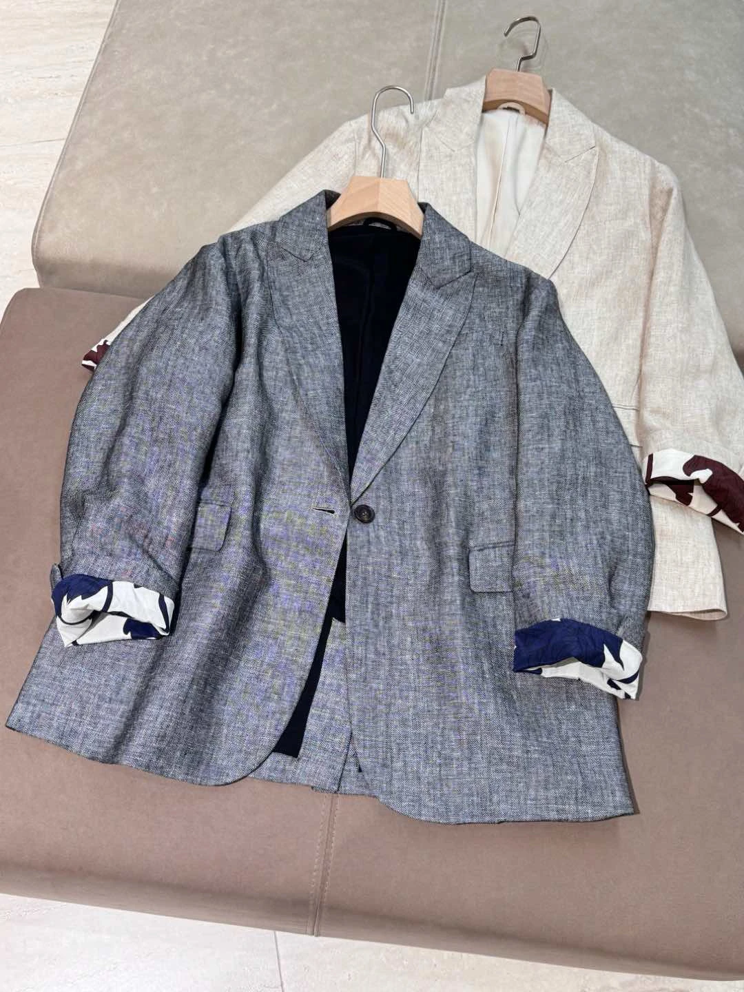 Casual business imported linen early spring thin blazer - Image 2